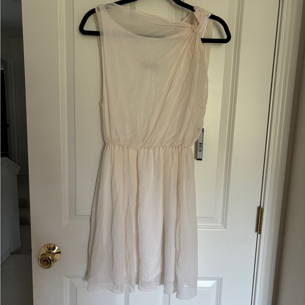 Alice + Olivia Cream Ruched One Shoulder Sundress